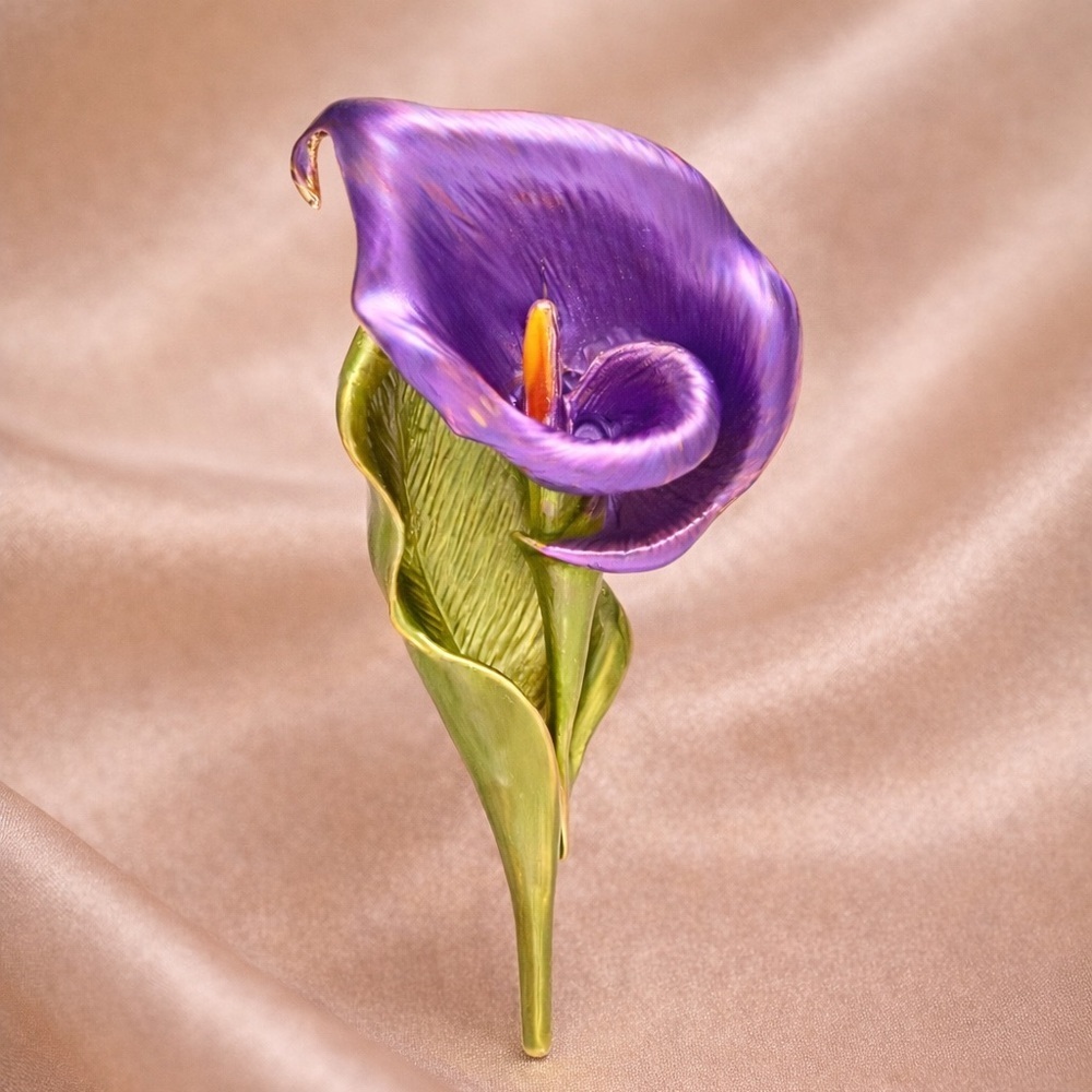 Vibrant Purple Green Calla Lily Brooch